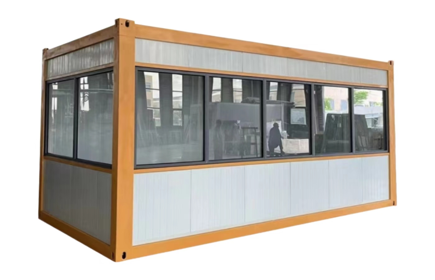 Dostosowany stały dom kontenerowy o długości 20 stóp z oknem sięgającym od podłogi do sufitu Dostosowany stały dom kontenerowy o długości 20 stóp z oknem sięgającym od podłogi do sufitu
