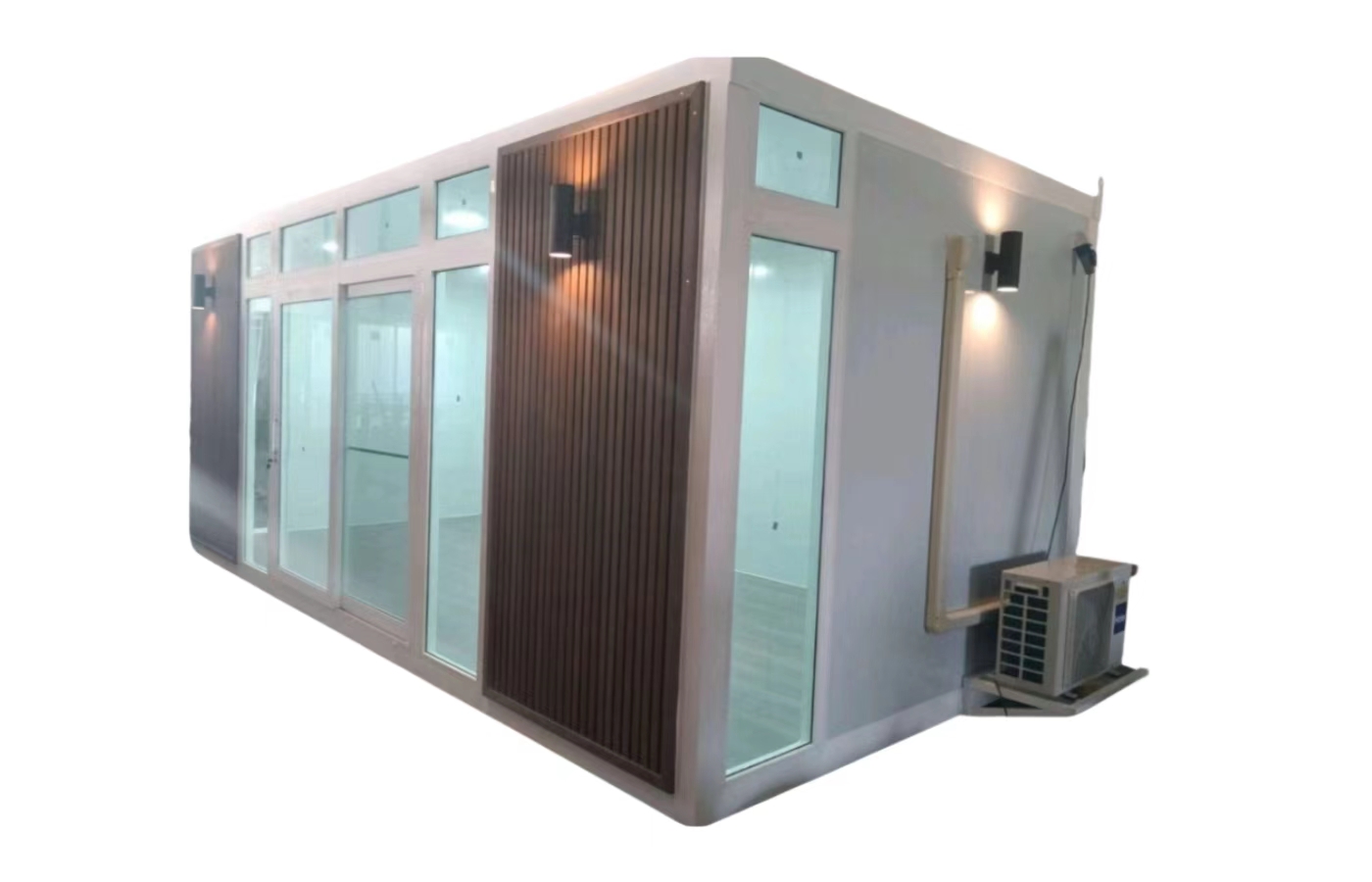 Dostosowany stały dom kontenerowy o długości 20 stóp z oknem sięgającym od podłogi do sufitu Dostosowany stały dom kontenerowy o długości 20 stóp z oknem sięgającym od podłogi do sufitu
