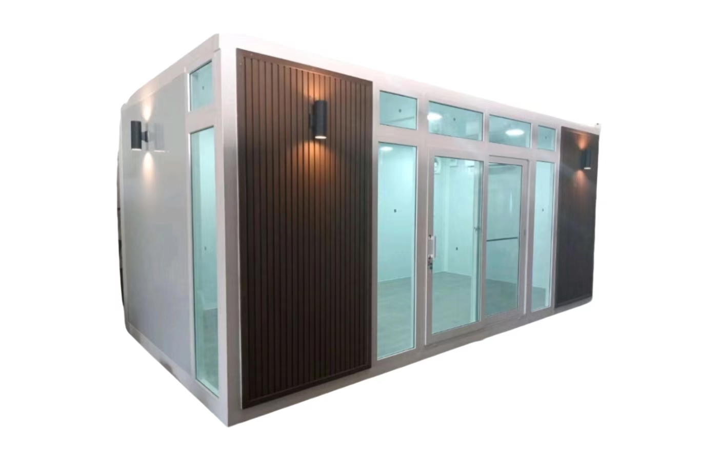 Dostosowany stały dom kontenerowy o długości 20 stóp z oknem sięgającym od podłogi do sufitu Dostosowany stały dom kontenerowy o długości 20 stóp z oknem sięgającym od podłogi do sufitu