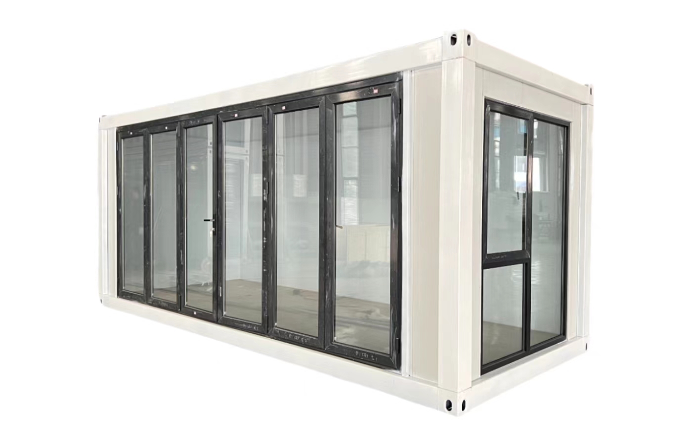 Dostosowany stały dom kontenerowy o długości 20 stóp z oknem sięgającym od podłogi do sufitu Dostosowany stały dom kontenerowy o długości 20 stóp z oknem sięgającym od podłogi do sufitu