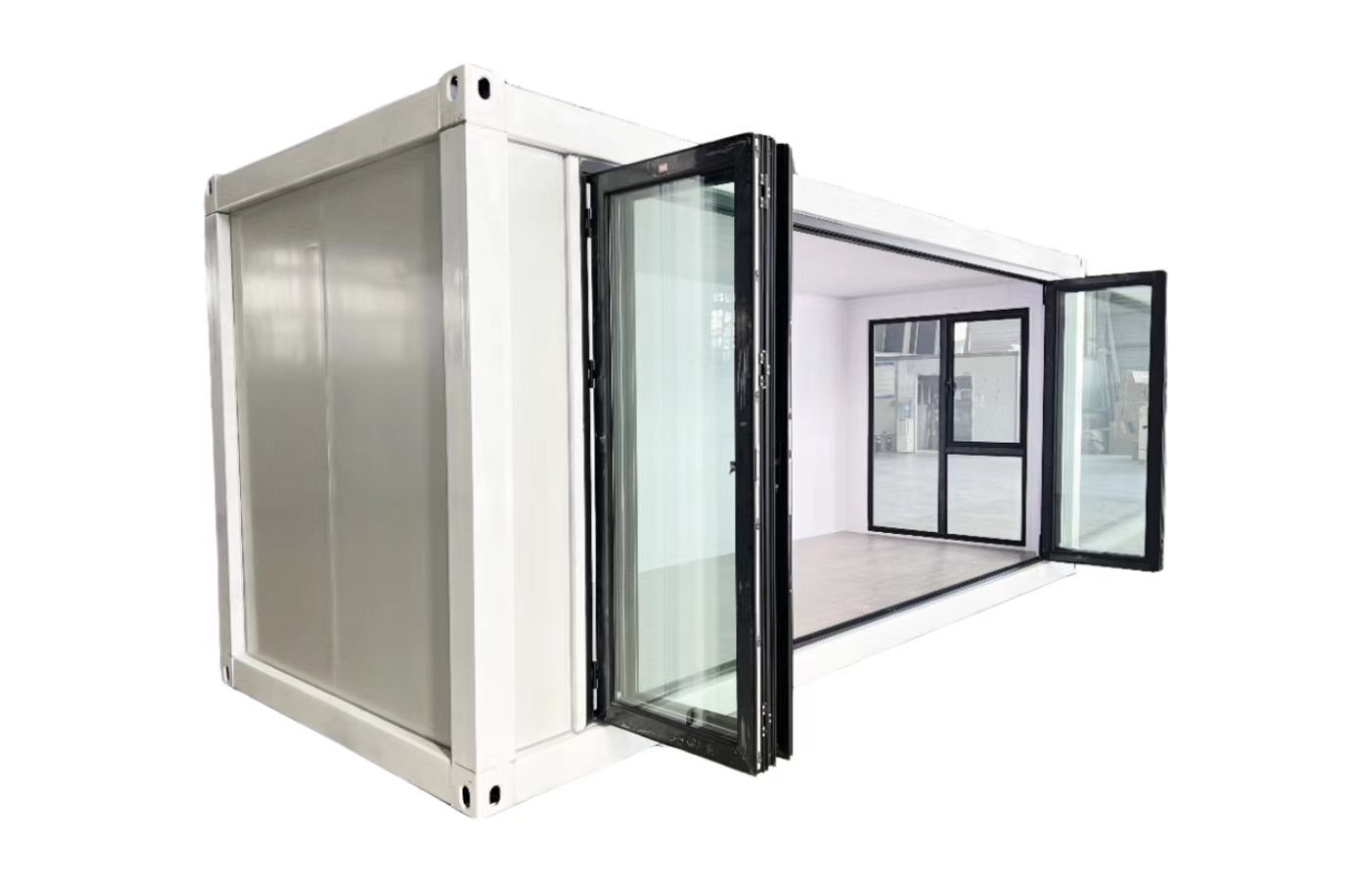 Dostosowany stały dom kontenerowy o długości 20 stóp z oknem sięgającym od podłogi do sufitu Dostosowany stały dom kontenerowy o długości 20 stóp z oknem sięgającym od podłogi do sufitu