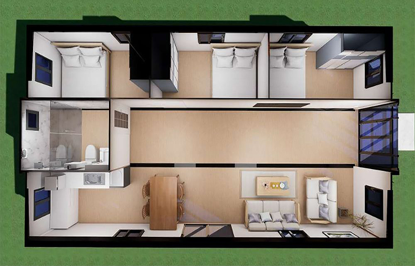 Luksusowy, dostosowany do indywidualnych potrzeb kontener o długości 30 stóp, o wysokości 40 stóp, z metalową zewnętrzną płytą klinową Luksusowy, dostosowany do indywidualnych potrzeb kontener o długości 30 stóp, o wysokości 40 stóp, z metalową zewnętrzną płytą klinową